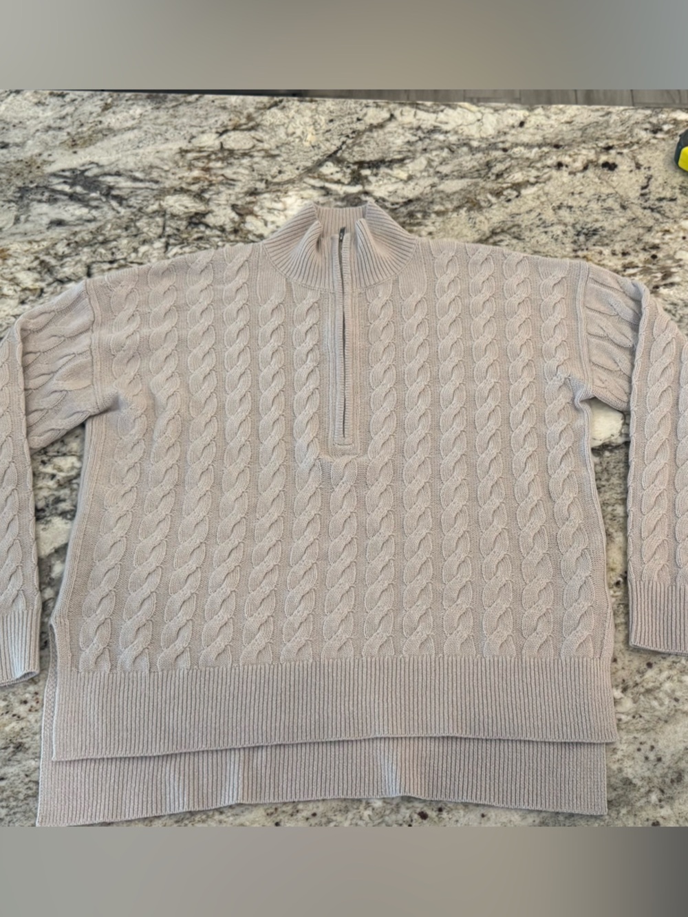 Theory Women's Cable Knit Half-Zip Sweater Light Taupe Size Medium